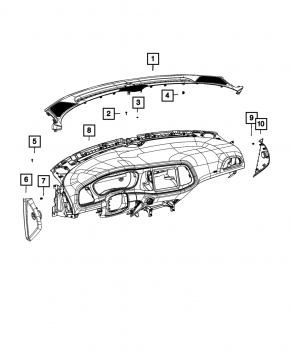 Dashboard cover left side Dodge Challenger 09- black