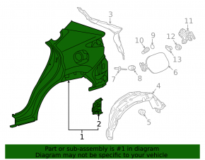 Rear right wing Lexus NX200t NX300 NX300h 15-21 without BSM