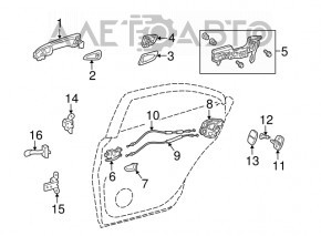 Door handle outer rear left Lexus RX350 RX450h 10-15