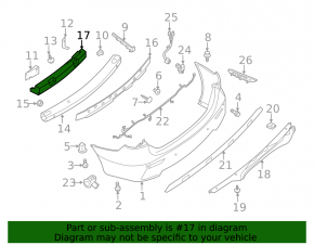 Lower rear bumper absorber Nissan Pathfinder 13-16 prerest, broken guide