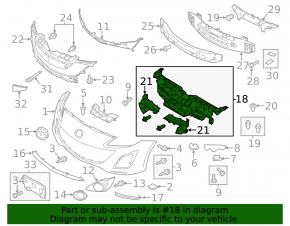 Front bumper reinforcement plastic Mazda3 MPS 09-13