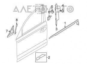 Molding door-glass central front right Audi A6 C7 12-18 chrome, scratches