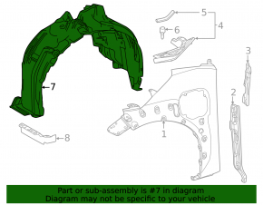Front left fender liner for Subaru Solterra 23-26