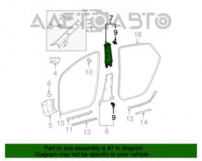 Center pillar trim upper belt right Toyota Prius 20 04-09 gray, scratches
