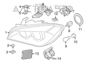 Front right headlight complete BMW X1 F48 16-19 LED, for polishing