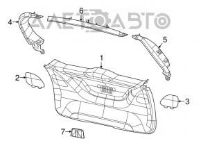 Upper left tailgate trim for Jeep Compass 17-26, black, with plug, plastic turned white