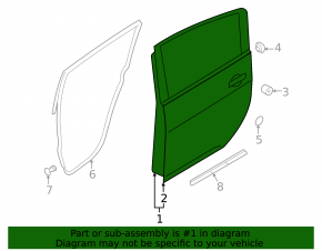 Bare rear left door Nissan Leaf 13-17