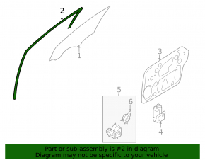 Front left glass seal Hyundai Sonata 11-15