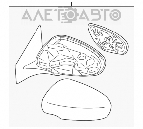Left side mirror assembly for Suzuki Kizashi 10-15