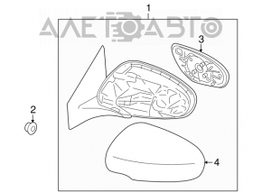 Left side mirror assembly for Suzuki Kizashi 10-15