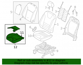Passenger occupancy sensor for Ford Escape MK3 13-19 without airbag