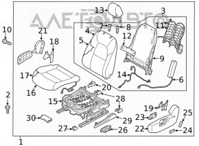 Driver's seat Mazda CX-5 17- without airbag, black leather, Alcantara insert, electric with heating, driftwood, not working, dented, for dry cleaning