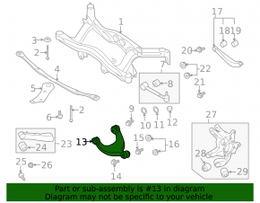 Upper rear left control arm Subaru b9 Tribeca