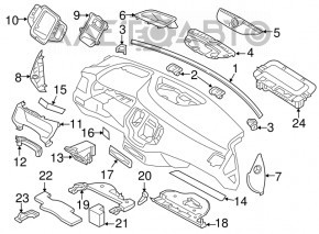 Front panel trim side left Volvo XC90 16-22 black