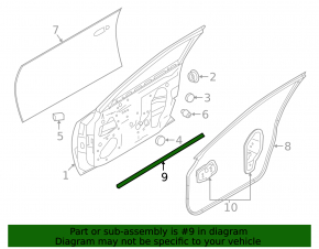 Front left door seal Nissan Maxima A36 16- lower