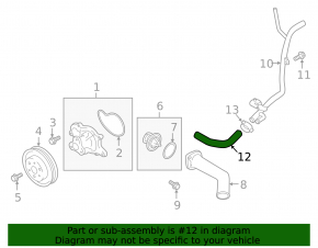 Left cooling system hose Subaru Forester 14-18 SJ 2.0