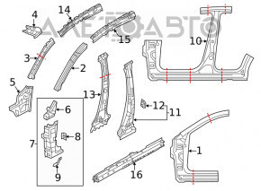 Mazda CX-5 17-25 body pillar, left center, on the body, bump