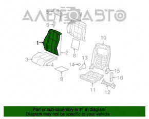 Passenger seat Jeep Compass 11-14 without airbag, cloth beige