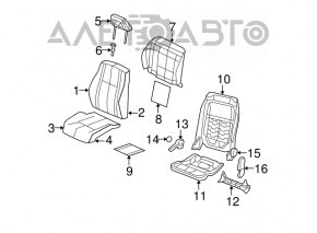 Passenger seat Jeep Compass 11-14 without airbag, cloth beige