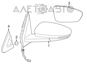Chrysler 200 15-17 Gray Right Side Mirror Assembly