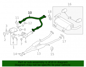 The front middle section of the exhaust pipe for the Infiniti Q50 16-20 3.0T is rusty and the stud is sawed off.