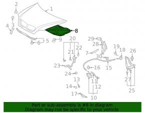Lexus RX300 RX330 RX350 RX400h 04-09 Hood Insulation
