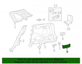 Right trunk pocket lining for Toyota Rav4 19-25, black, scratches