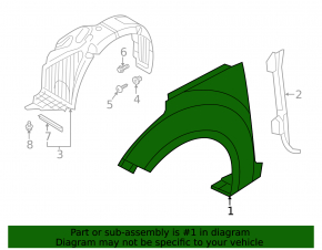 Front right fender for Hyundai Veloster 12-17 turbo