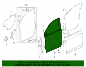 Bare front left door for a 19-25 Honda Passport