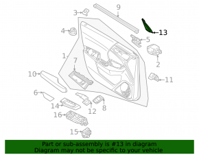 Mitsubishi Outlander 22-25 black inner front right triangle door plug
