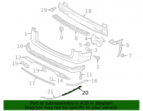 Rear bumper reflector, center right, VW Atlas 21-25