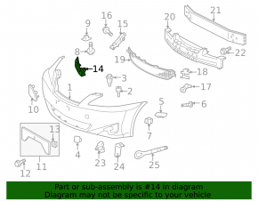 Front bumper mount left Lexus IS250 IS350 11-13 front