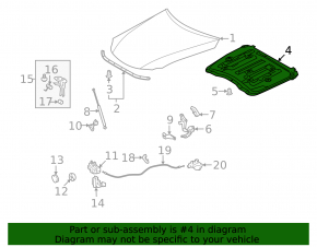 Lexus IS250 IS350 06-13 Hood Insulation