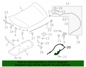 Subaru Impreza 17-18 GK hood release cable short
