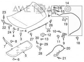 Subaru Impreza 17-18 GK hood release cable short