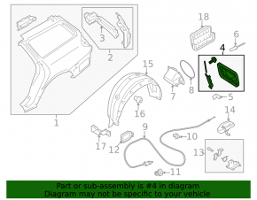 Fuel filler door assembly with housing for Subaru Outback 10-14
