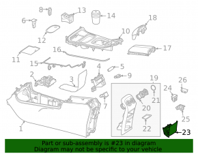 Mercedes H247 GLA 20-26 rear center console pocket box, black, for power outlet and charging port