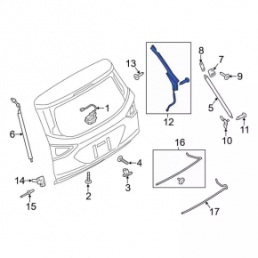 Left tailgate tilt sensor Ford Escape MK3 13-16 prerest, without cover