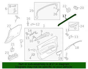 Glass seal inner front left Lincoln MKZ 13-20