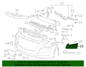 Left front bumper grille for a 1919 Cadillac CTS