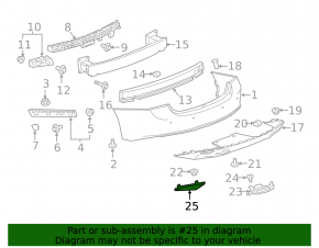 Reflector rear left Chevrolet Malibu 19- under muffler tips