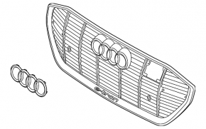 Radiator grille assembly with the Audi E-Tron 19-23 emblem for parking sensors, chrome with gray