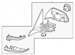 Right side mirror assembly for BMW X2 F39 18-23 with turn signal, heating, automatic folding, memory, Shadow-Line