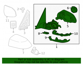 Right side mirror assembly BMW X3 G01 20-23 turn signal