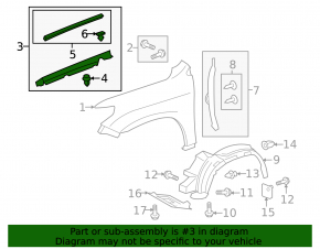 Front left fender liner for Lexus LX570 16-21 rest.