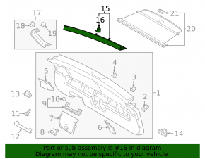 Upper trunk door trim VW Tiguan 18-24 black