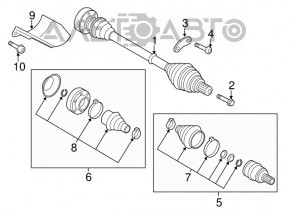 Front right half shaft drive Audi A3 22-26