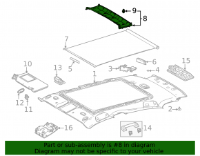 Black center headliner for Toyota Venza 21-22, for panoramic windows, scratches