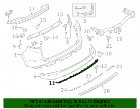Rear bumper lip trim Ford Edge 15-18 prerest