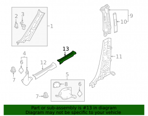 Door sill trim rear right Mazda CX-9 16- black, worn